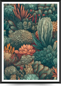 succulent og kaktus plakat i farver