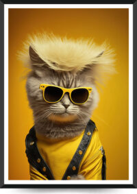 kat med gult tøj plakat
