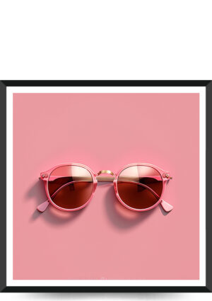 plakat med lyserøde solbriller