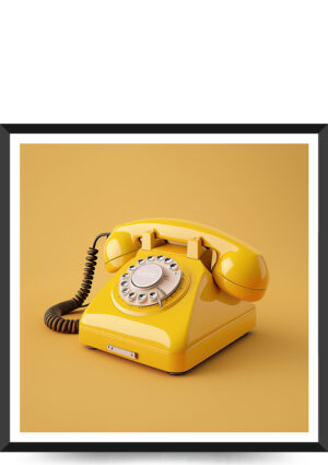 gul retro telefon plaket