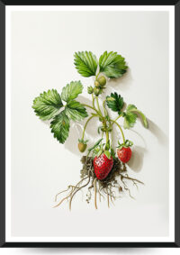 akvarel af jordbær plante