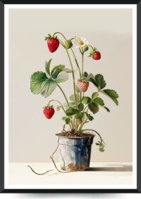 jordbær i potte akvarel